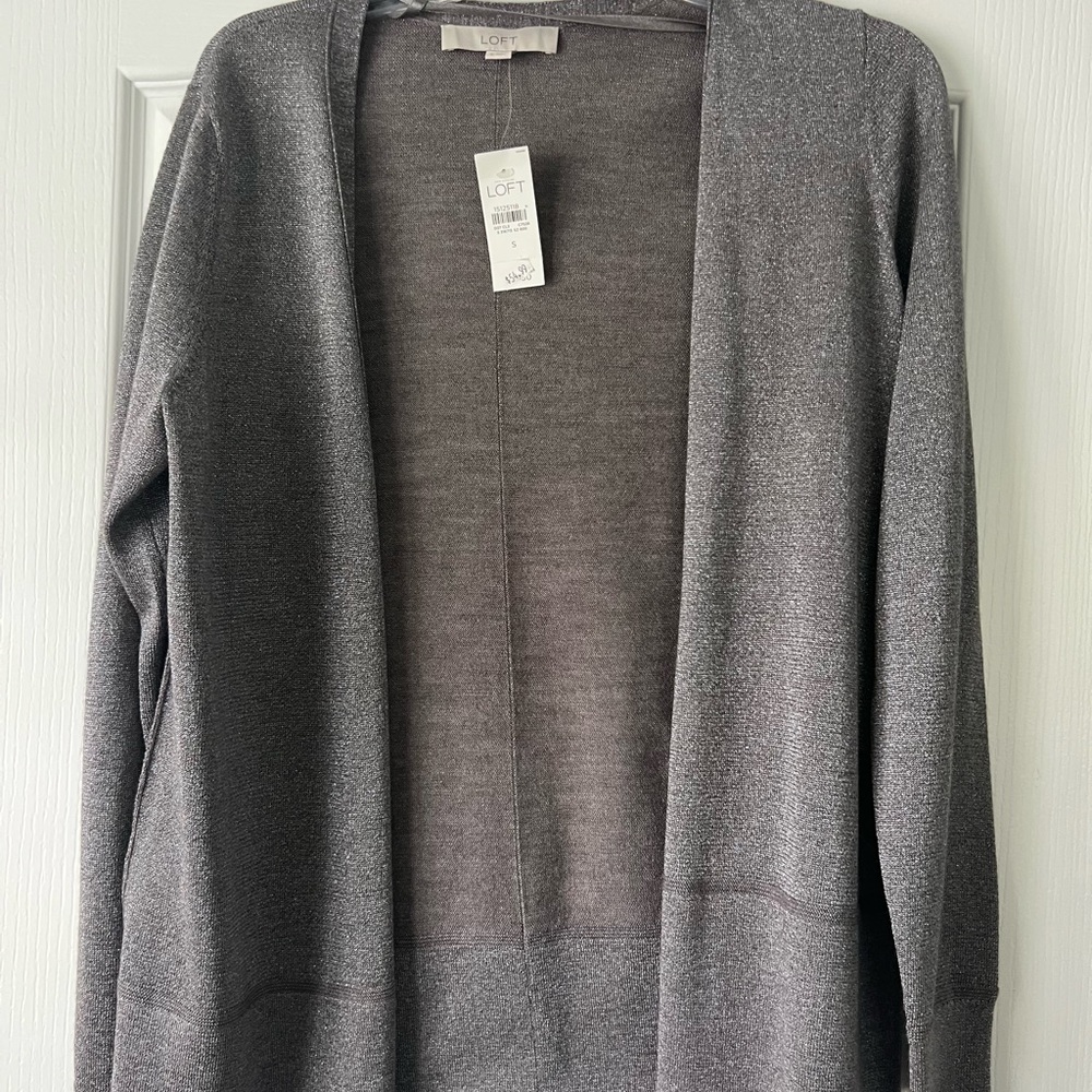 Ann Taylor Women's Charcoal Open Front Cardigan